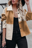 Street Color Block Patchwork Contrast Turndown Collar Outerwear