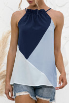 Fashion Sweet Solid Patchwork Halter Tops