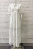 Casual Solid Lace V Neck Lace Dress Dresses