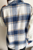 Casual Plaid Leopard Pocket Buckle Turndown Collar Outerwear
