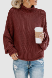 Casual Solid Patchwork Turtleneck Tops