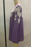 Casual Floral Patchwork Contrast V Neck A Line Dresses