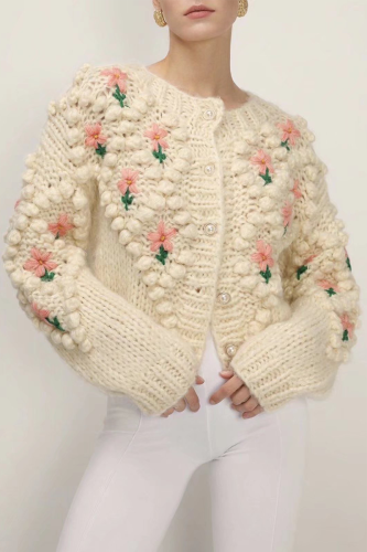 Casual Patchwork Hollowed Out Cardigan Collar Tops
