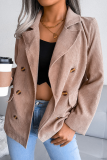 Casual Solid Patchwork Buckle Turn-back Collar Outerwear