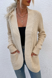 Casual Solid Patchwork Pocket V Neck Tops Sweater