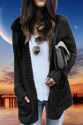 Casual Solid Patchwork Cardigan Collar Tops