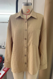 Casual Solid Patchwork Turndown Collar Tops