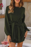 Fashion Casual Solid Patchwork O Neck A Line Dresses
