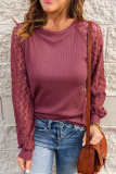 Casual Solid Hollowed Out O Neck Tops