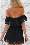 Casual Solid Patchwork Off the Shoulder Cake Skirt Dresses