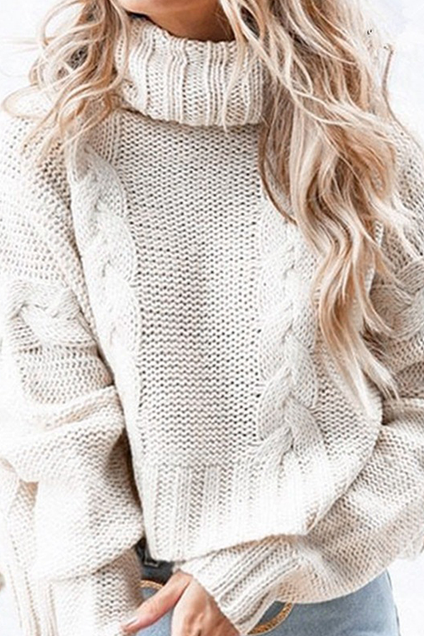 Fashion Casual Solid Patchwork Turtleneck Tops Sweater