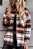 Casual Plaid Buckle Turndown Collar Outerwear