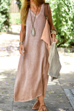 Casual Solid Patchwork V Neck Straight Dresses