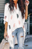 Fashion Simplicity Print Printing V Neck Tops