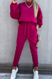 Fashion Casual Solid Patchwork Frenulum O Neck Long Sleeve Two Pieces