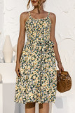 Fashion Casual Print Patchwork Spaghetti Strap A Line Dresses