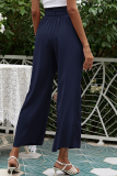 Casual Solid Patchwork Loose Mid Waist Wide Leg Solid Color Bottoms