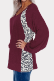 Casual Leopard Patchwork V Neck Tops