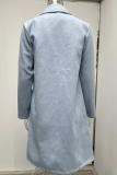 Casual Work Solid Buttons Turn-back Collar Outerwear