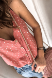 Casual Dot Patchwork V Neck Tops