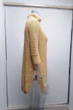 Casual Solid Slit Turtleneck Tops