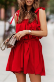 Fashion Solid Bandage Spaghetti Strap Straight Dresses