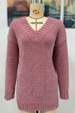 Solid Solid Color V Neck Tops