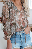 Casual Elegant Print Patchwork Frenulum V Neck Tops