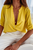 Casual Solid Patchwork V Neck Tops