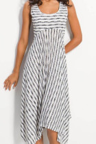 Fashion Street Striped Patchwork U Neck A Line Dresses