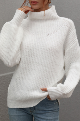 Casual Solid Patchwork Turtleneck Tops