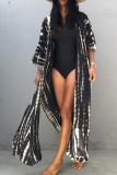 Fashion Vacation Print Slit Swimwears Cover Up