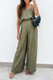 Casual Solid Patchwork Spaghetti Strap Sleeveless Two Pieces