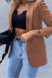 Fashion Solid Patchwork Turndown Collar Outerwear