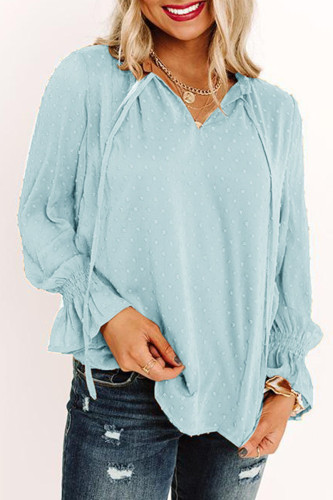Fashion Sweet Solid Patchwork V Neck Tops
