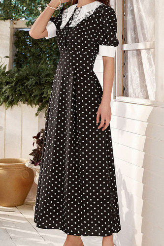 Fashion Street Print Patchwork Peter Pan Collar A Line Dresses