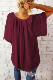 Casual Solid Patchwork V Neck T-Shirts