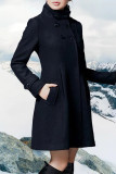 Hooded Double-Breasted Mid-Length Wool Coat