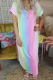 Fashion Gradual Change Patchwork V Neck Straight Dresses