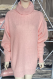 Fashion Solid Patchwork Turtleneck Tops