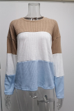 Fashion Casual Patchwork Contrast O Neck Tops