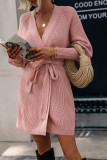 Fashion Solid With Belt O Neck Tops