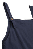 Casual Solid Buttons Capris Loose Jumpsuits