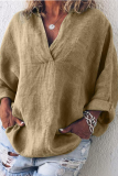 Casual Solid Patchwork Turndown Collar Tops
