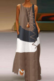 Fashion Casual Print Basic O Neck Long Dress