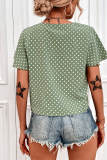 Casual Dot Patchwork V Neck Tops