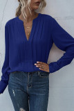 Fashion Street Solid Patchwork V Neck Tops