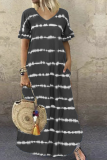 Casual Striped Patchwork V Neck Straight Dresses