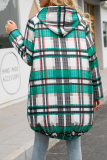 Fashion Casual Plaid Pocket Zipper Hooded Collar Outerwear