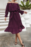 Casual Solid Patchwork Off the Shoulder Straight Dresses